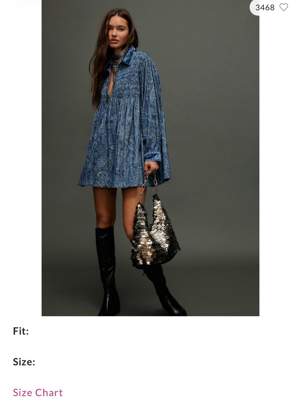 Free People Paisley Corderoy and Velvet Babydoll Dress